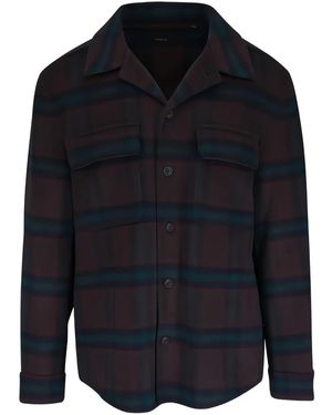 Vince Karierte Hemdjacke Mit Klappentasche - Blau