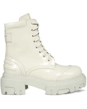 MSGM Lace-Up Platform Boots - Natural