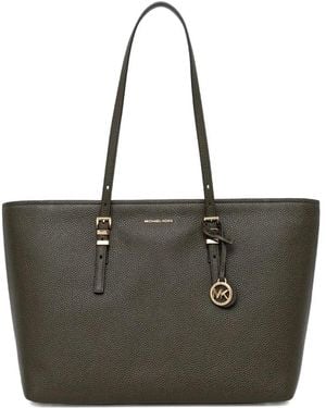 MICHAEL Michael Kors Large Quinn Grained-Leather Tote Bag - Black