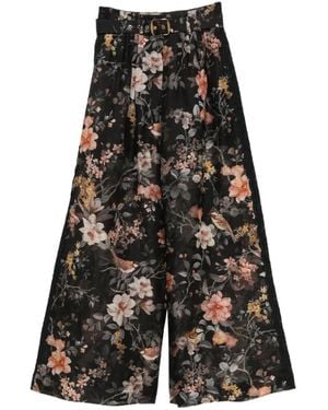 Zimmermann Carousel Floral-Print Palazzo Trousers - White