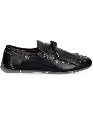 Wales Bonner Studded Fringed Loafers - White