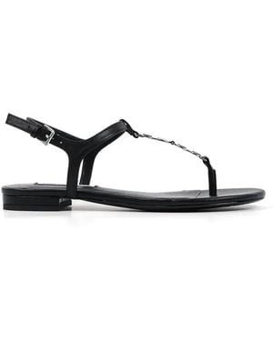 KARL LAGERFELD Logo-Lettering T-Strap Sandals - White