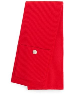 Sandro Ribbed-Knit Pocket-Detail Scarf - Red