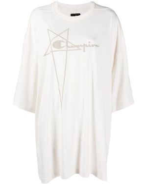 Rick Owens X Champion T-Shirt Mit Logo-Stickerei - Weiß