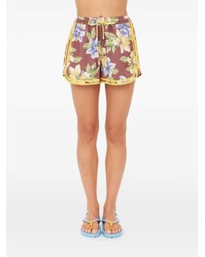The Upside Isla Klio Floral-Print Shorts - Brown