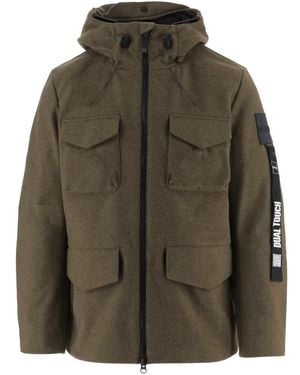OUTHERE Hooded Pocket-Detail Military Jacket - Green