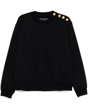 Cynthia Rowley Buttoned-Shoulder Sweatshirt - Black