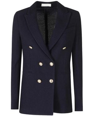 Circolo 1901 Double-Breasted Textured-Finish Blazer - Blue