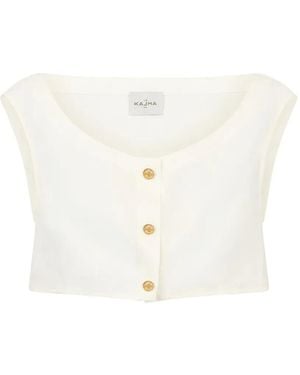 LeKasha Tamra Button-Up Blouse - White