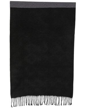 Guess Monogram-Pattern Fringed Scarf - Black