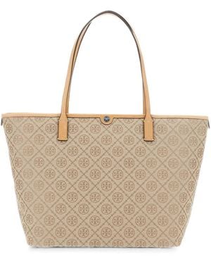 Tory Burch Large T-Monogram Tote Bag - Natural