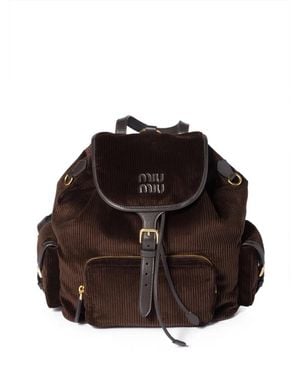 Miu Miu Large Corduroy Backpack - Brown