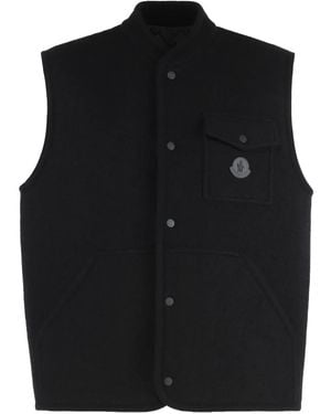 Moncler Bouclé wool gilet - Negro
