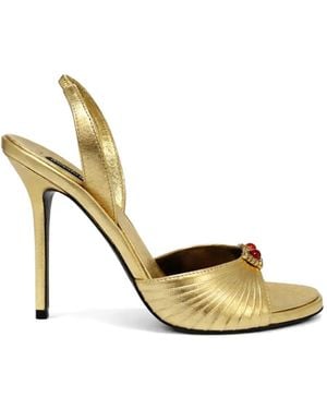 Roberto Cavalli Sandales Froncées À Ornements En Pierres - Metallic