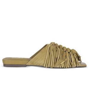 Ash Brigitte Knotted Fringe Sandals - Green