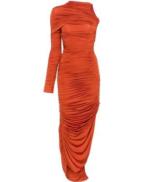 Mugler アシンメトリー シャーリングドレス - レッド