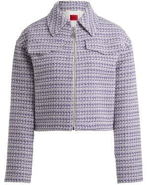 HUGO Tweed Cropped Jacket - Blue