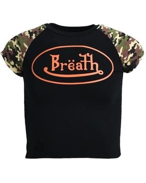 BREATH Logo-Print Cropped T-Shirt - Black