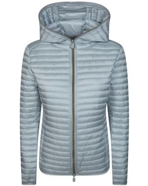Save The Duck Hooded Quilted Jacket - Blue