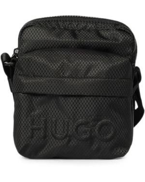 HUGO Logo-Embossed Messenger Bag - Black