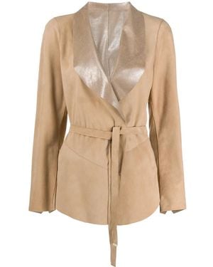 Suprema Shawl Lapels Belted Jacket - Natural
