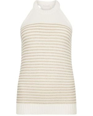 Liu Jo Striped Ribbed-hem Top - White