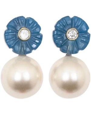 Jennifer Behr Libby Oorbellen Met Chalcedoon En Bloem - Blauw
