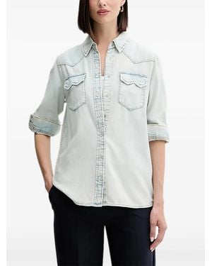 Benetton Patch-Pocket Denim Shirt - White