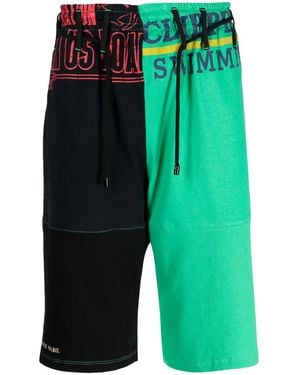 Marine Serre Colour-Block Drawstring Shorts - Green