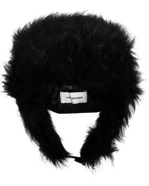 Yves Salomon Fur-Trim Ear Hat - Black