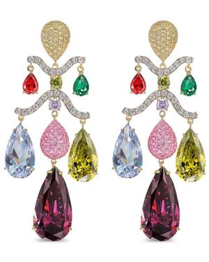 Anabela Chan Pendientes Tutti Frutti Chandelier En Oro Vermeil De 18 Ct Con Diamantes Y Múltiples Piedras - Blanco