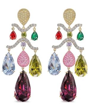 Anabela Chan Pendientes Tutti Frutti Chandelier en oro vermeil de 18 ct con diamantes y múltiples piedras - Blanco