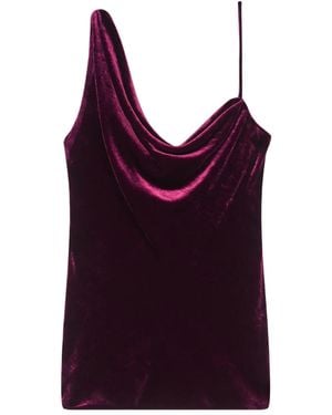Dries Van Noten Fluwelen Top Met Lage Hals - Paars
