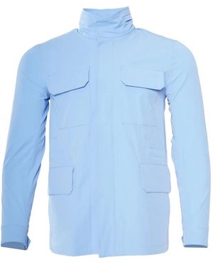 KIRED Hidden-Hood Flap-Pocket Jacket - Blue