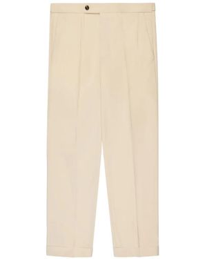 Incotex Pleated Tapered Cotton Trousers - White