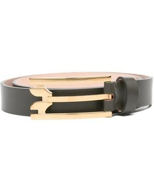 Victoria Beckham ロゴバックル レザーベルト - メタリック