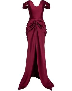 Ana Radu Off-The-Shoulder Draped Dress - Red