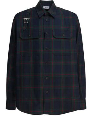 McQueen Buckle-strap plaid shirt - Blau