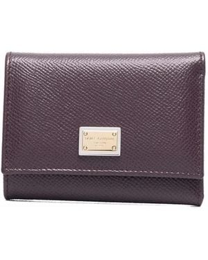 Dolce & Gabbana Logo Plaque Tri-Fold Wallet - Purple