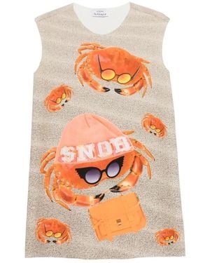 The Artistylist Crab-Print Sleeveless Mini Dress - Orange