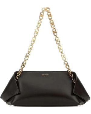 Ferragamo Chain-link leather tote bag - Schwarz