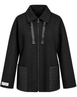 Poche Paris Chaqueta Con Cremallera Y Panel Tejido - Negro