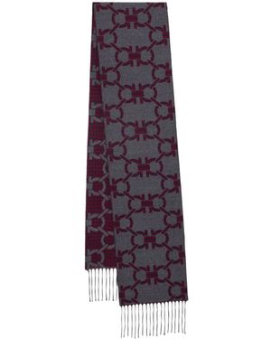 Ferragamo Sciarpa Gancini Con Frange - Viola