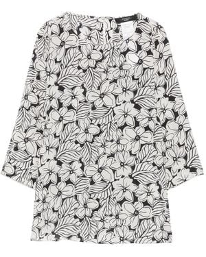 Weekend by Maxmara Floral-Print Silk Blouse - White