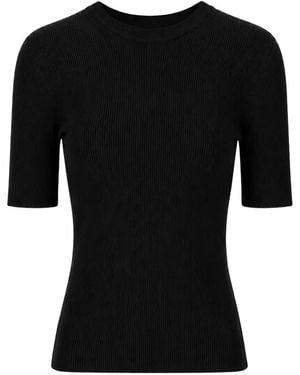 P.A.R.O.S.H. Ribbed-Knit Short-Sleeve T-Shirt - Black