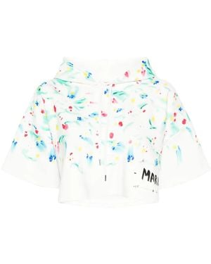 Marni Floral-Print Cotton Hoodie - White