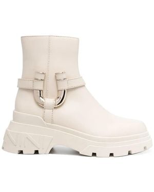 Baldinini Chunky Sole Leather Ankle Boots - Natural