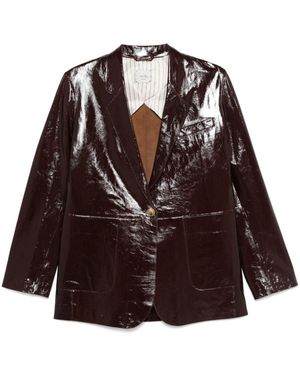Alysi Patent Leather Jacket - Brown