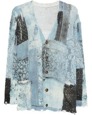R13 Bandana-Print Boyfriend Cardigan - Blue