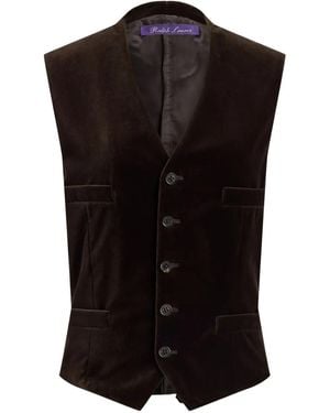 Ralph Lauren Button-Up Velvet Waistcoat - Black